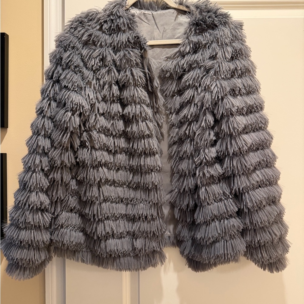 Vintage 90’s Gray Faux Fur Jacket